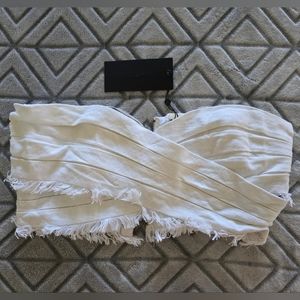 Kendall + Kyle White Distressed Wrap Crop Top Size Small